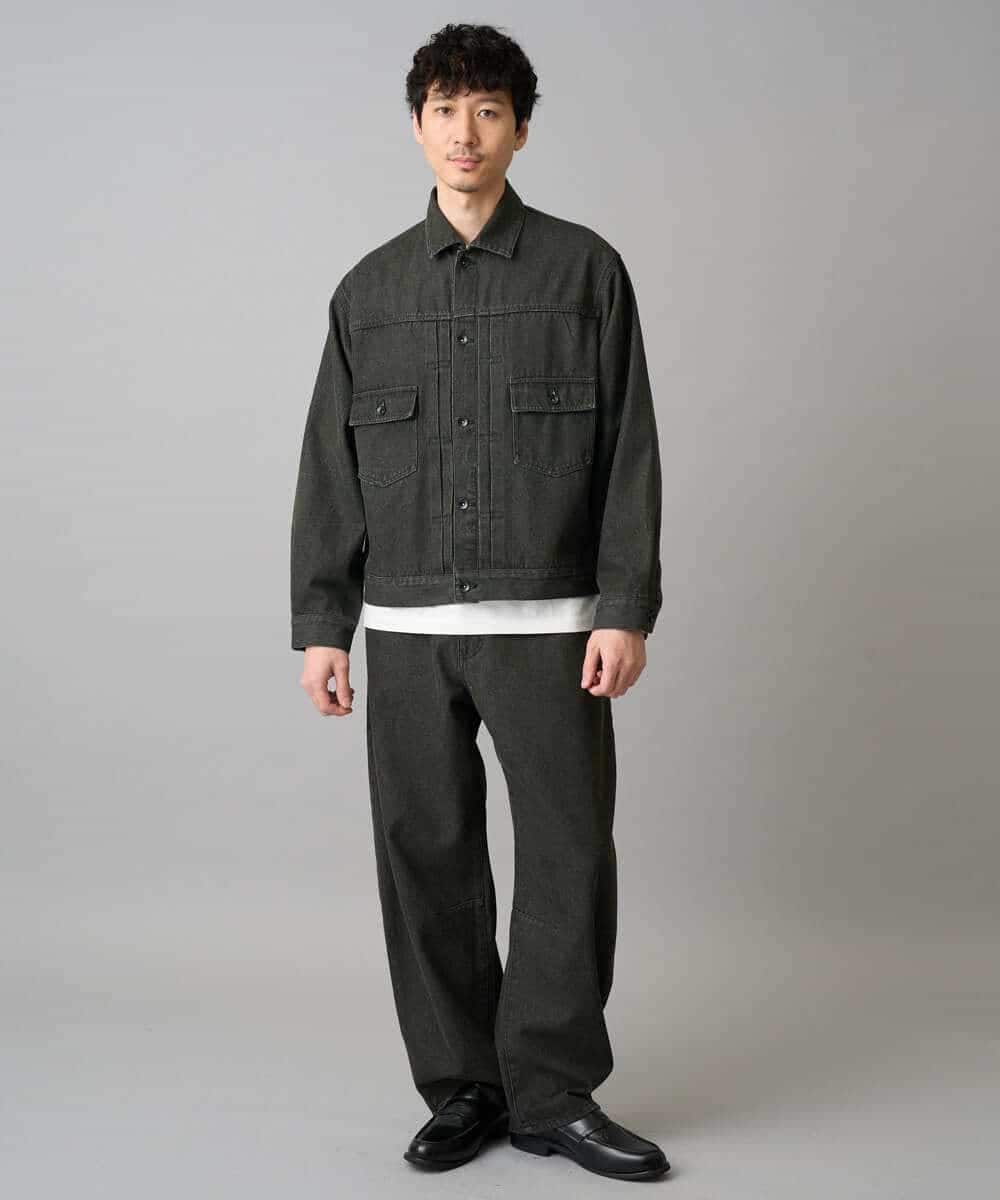 KHJED10119 a.v.v MEN(アー・ヴェ・ヴェ) 【洗濯機で洗える】ワイドシルエットデニムジャケット ブラック