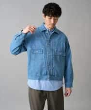 KHJED10119 a.v.v MEN(アー・ヴェ・ヴェ) 【洗濯機で洗える】ワイドシルエットデニムジャケット ブラック