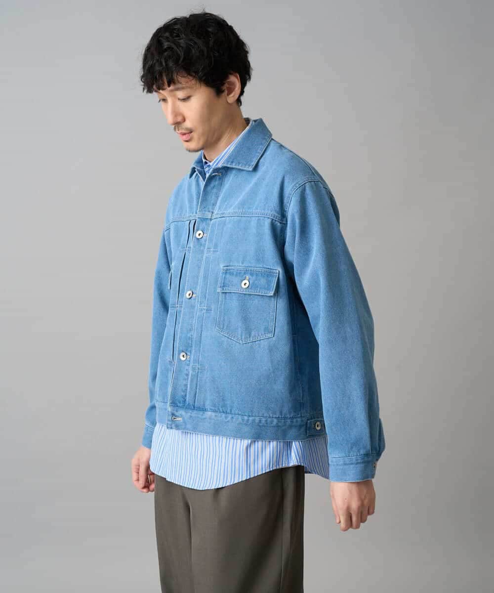 KHJED10119 a.v.v MEN(アー・ヴェ・ヴェ) 【洗濯機で洗える】ワイドシルエットデニムジャケット ブラック