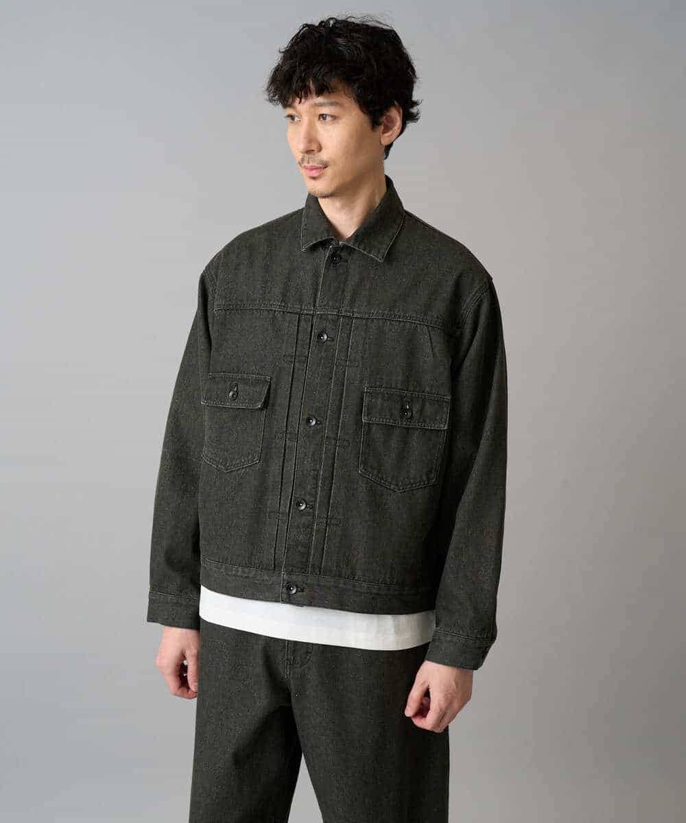 KHJED10119 a.v.v MEN(アー・ヴェ・ヴェ) 【洗濯機で洗える】ワイドシルエットデニムジャケット ブラック