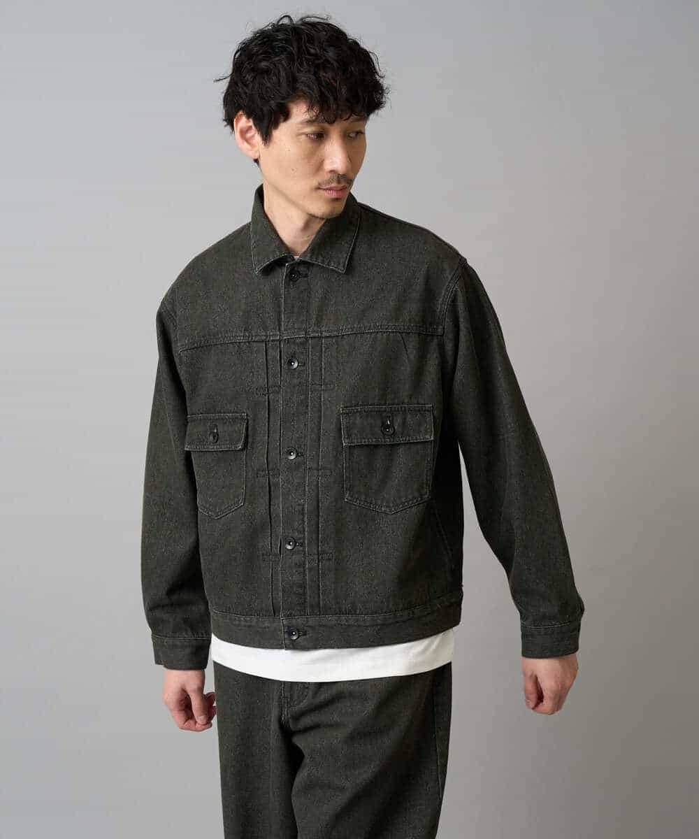KHJED10119 a.v.v MEN(アー・ヴェ・ヴェ) 【洗濯機で洗える】ワイドシルエットデニムジャケット ブラック