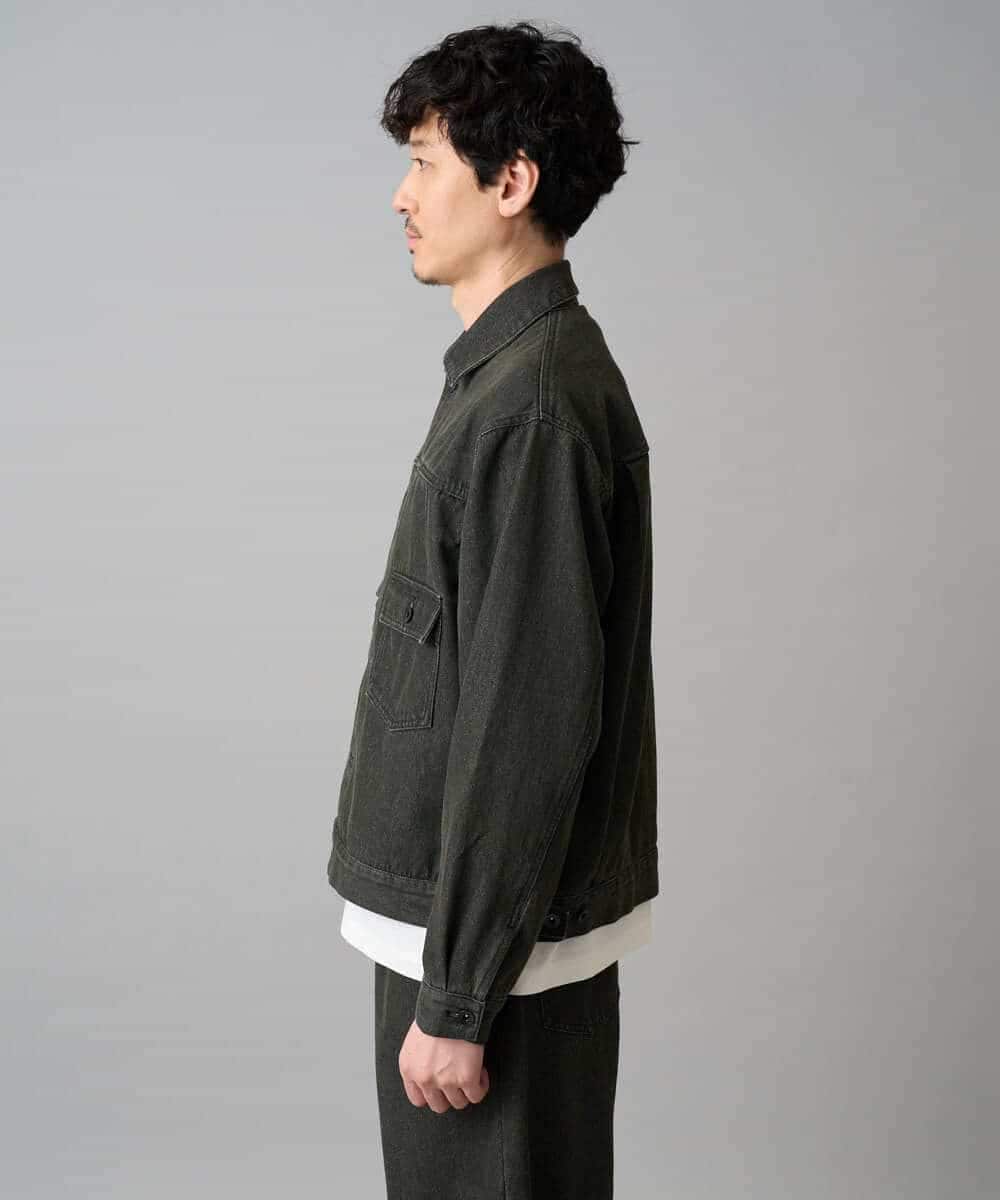 KHJED10119 a.v.v MEN(アー・ヴェ・ヴェ) 【洗濯機で洗える】ワイドシルエットデニムジャケット ブラック