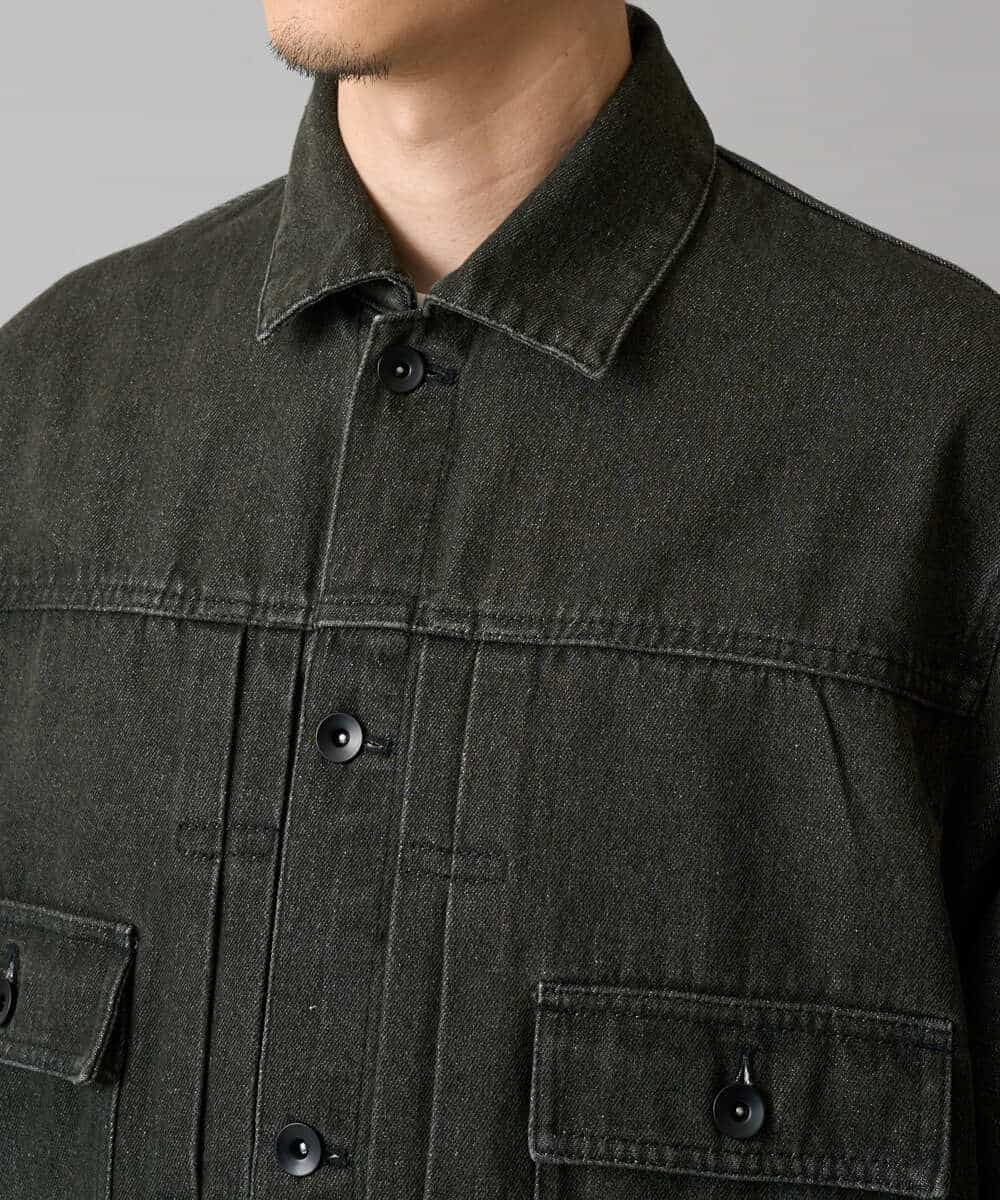 KHJED10119 a.v.v MEN(アー・ヴェ・ヴェ) 【洗濯機で洗える】ワイドシルエットデニムジャケット ブラック