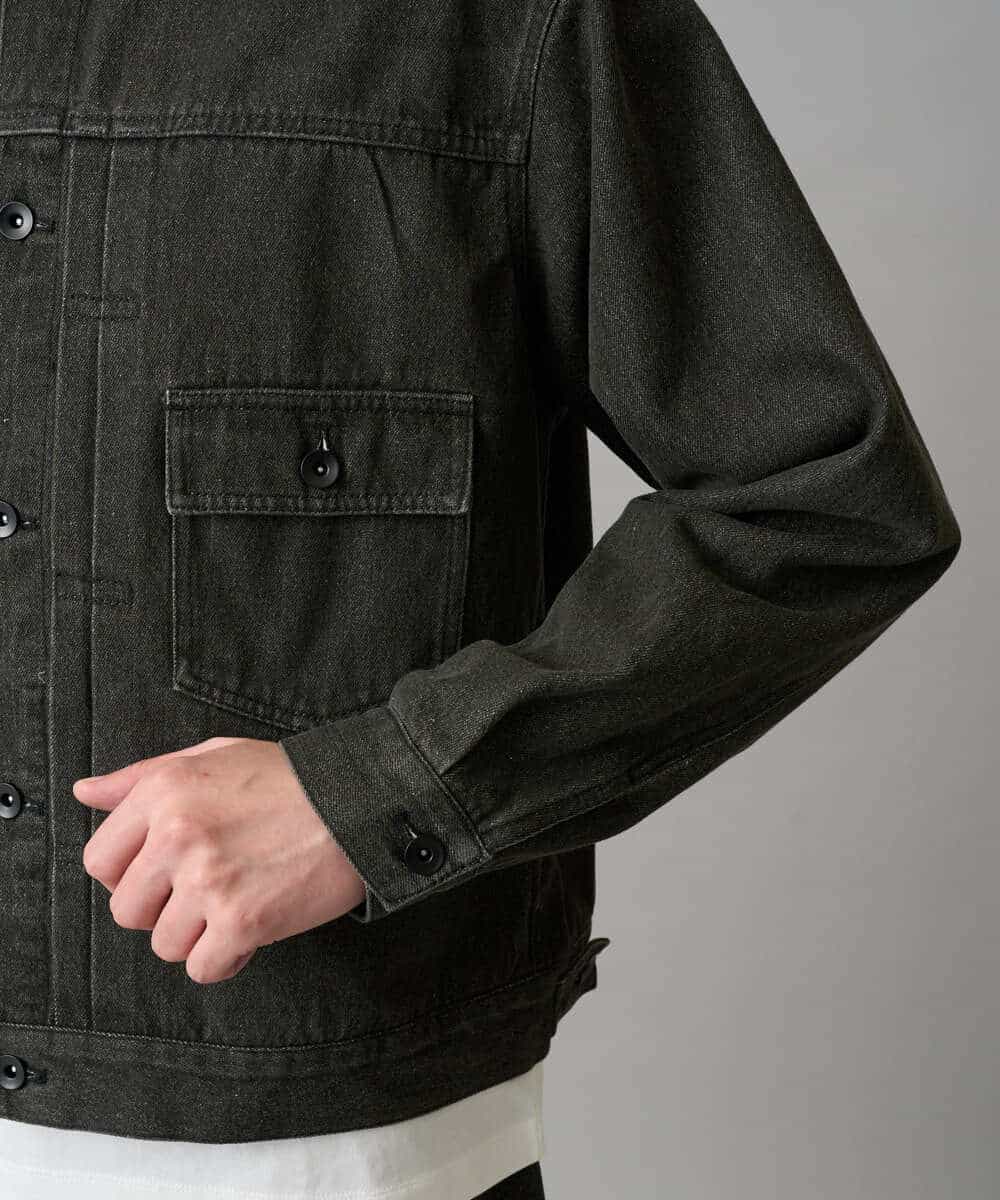 KHJED10119 a.v.v MEN(アー・ヴェ・ヴェ) 【洗濯機で洗える】ワイドシルエットデニムジャケット ブラック