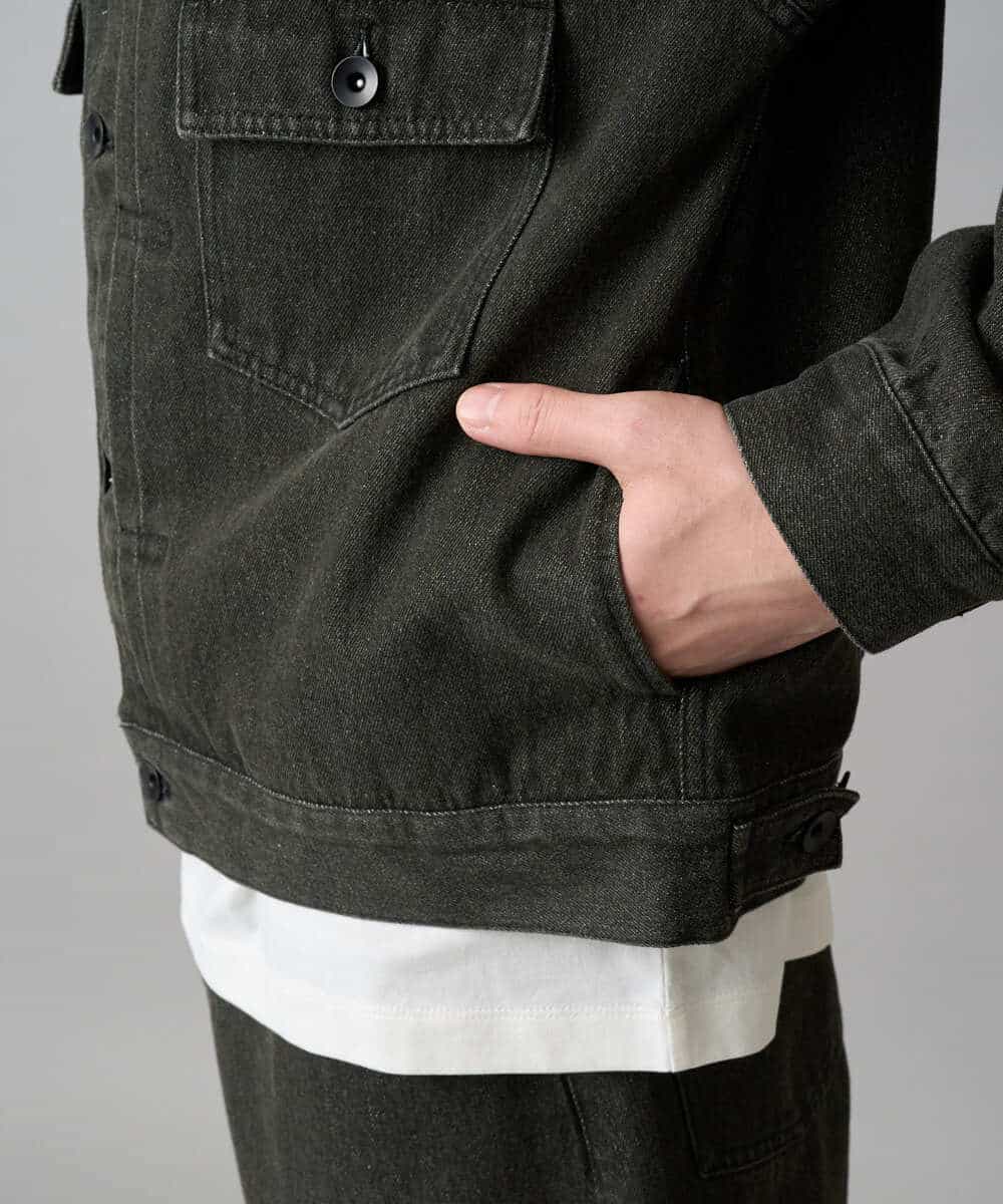 KHJED10119 a.v.v MEN(アー・ヴェ・ヴェ) 【洗濯機で洗える】ワイドシルエットデニムジャケット ブラック