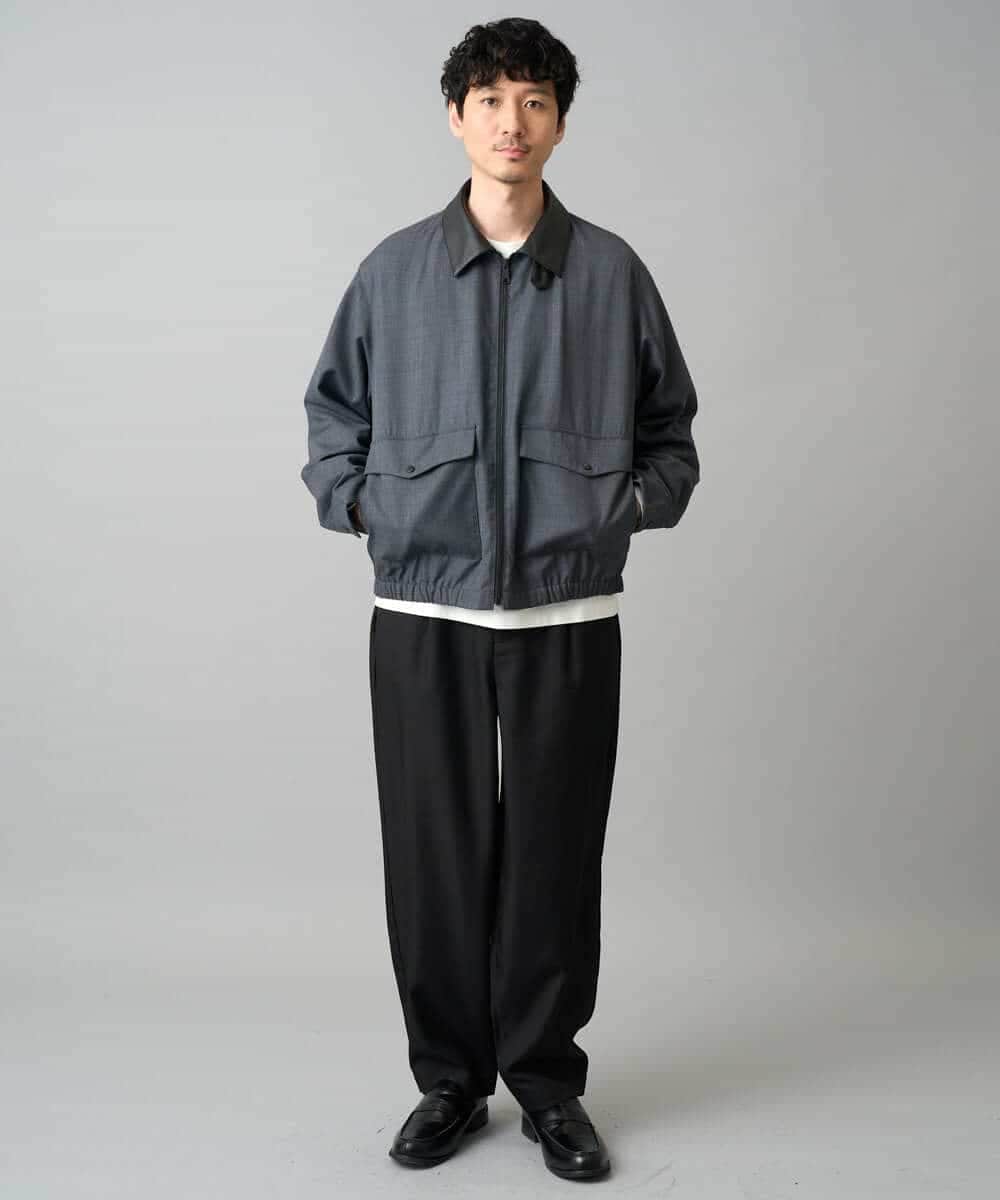 KHJED12129 a.v.v MEN(アー・ヴェ・ヴェ) 【イージーケア/洗濯機で洗える/毛玉になりにくい】ワイドシルエットショートブルゾン ネイビー