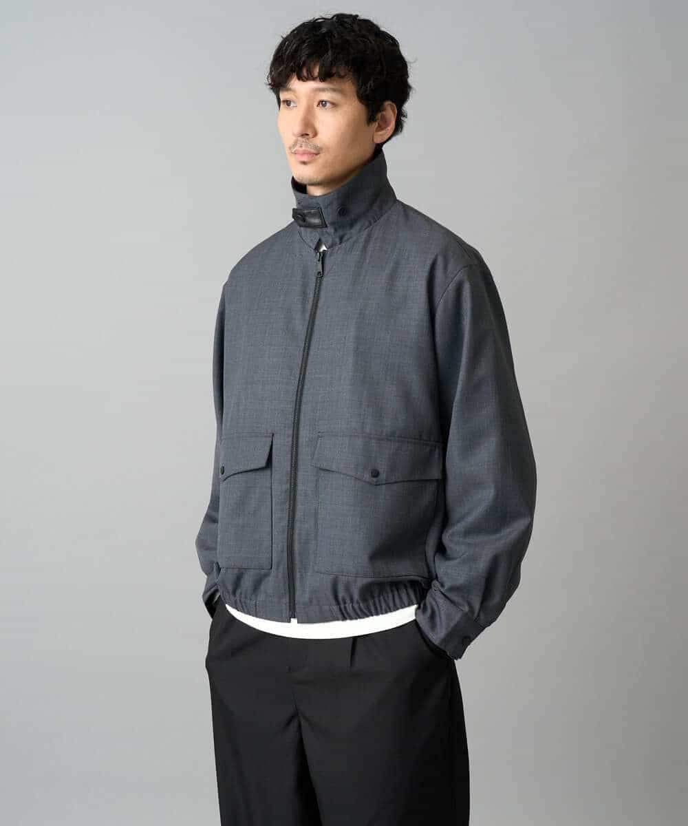 KHJED12129 a.v.v MEN(アー・ヴェ・ヴェ) 【イージーケア/洗濯機で洗える/毛玉になりにくい】ワイドシルエットショートブルゾン ネイビー