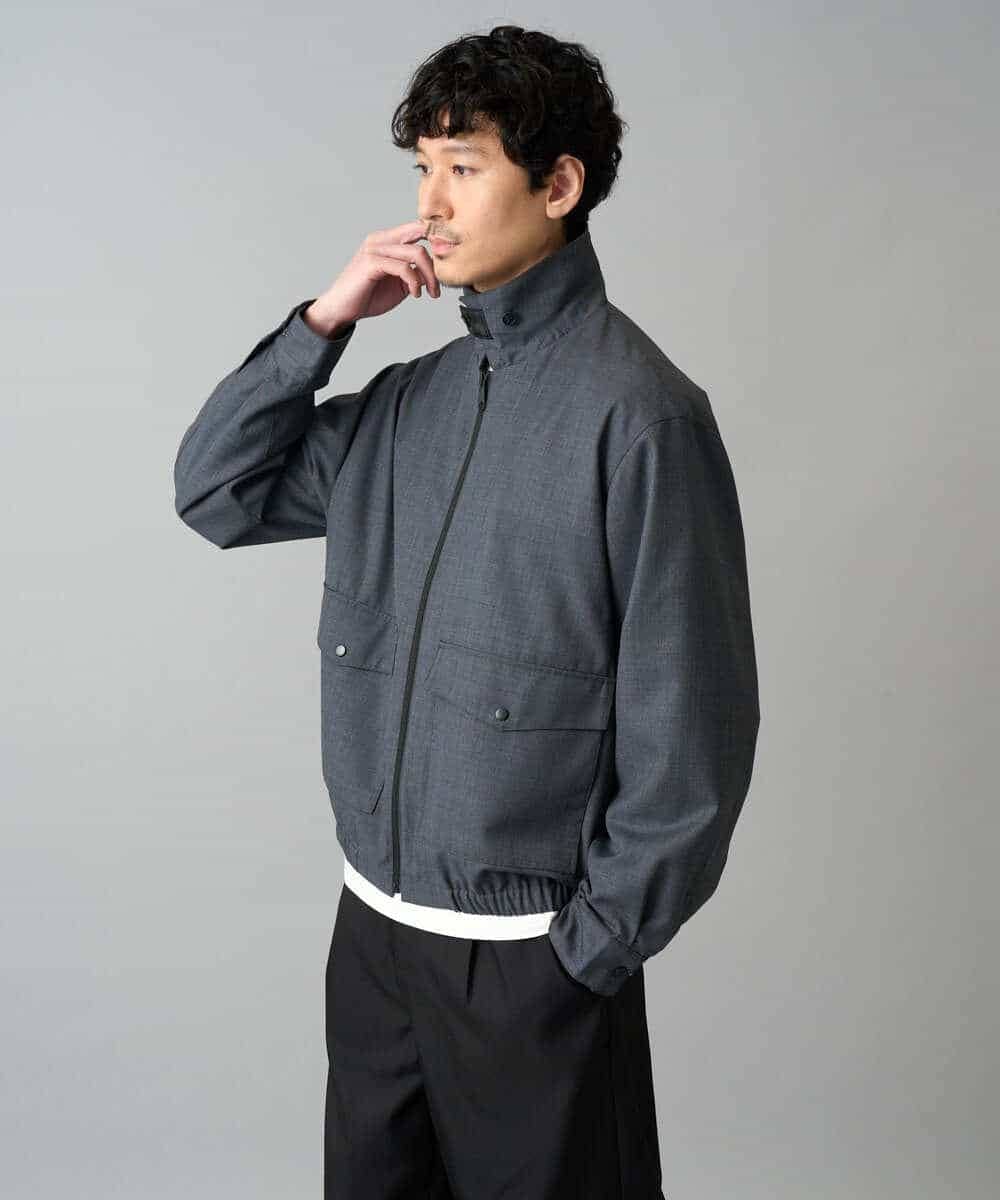 KHJED12129 a.v.v MEN(アー・ヴェ・ヴェ) 【イージーケア/洗濯機で洗える/毛玉になりにくい】ワイドシルエットショートブルゾン ネイビー