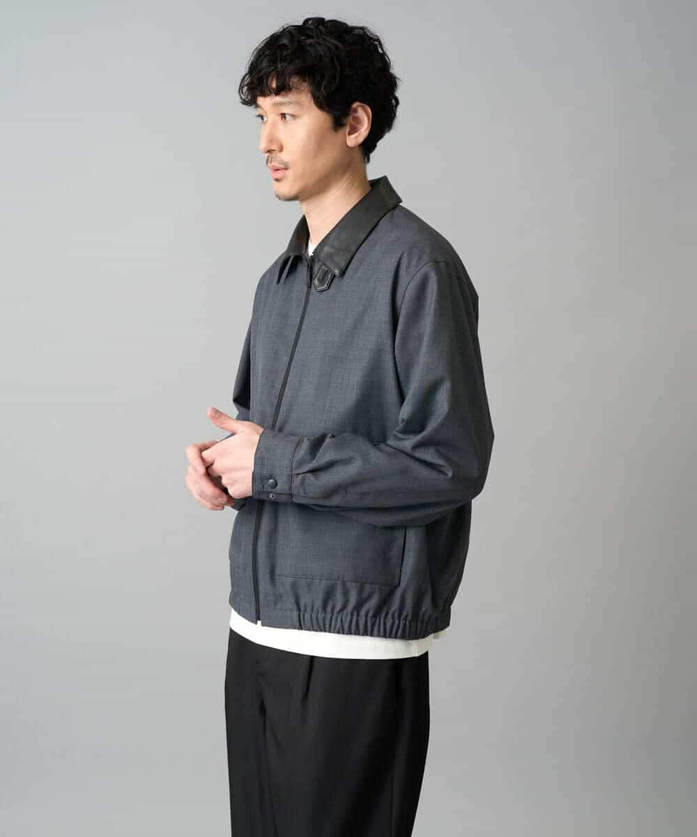 KHJED12129 a.v.v MEN(アー・ヴェ・ヴェ) 【イージーケア/洗濯機で洗える/毛玉になりにくい】ワイドシルエットショートブルゾン ネイビー