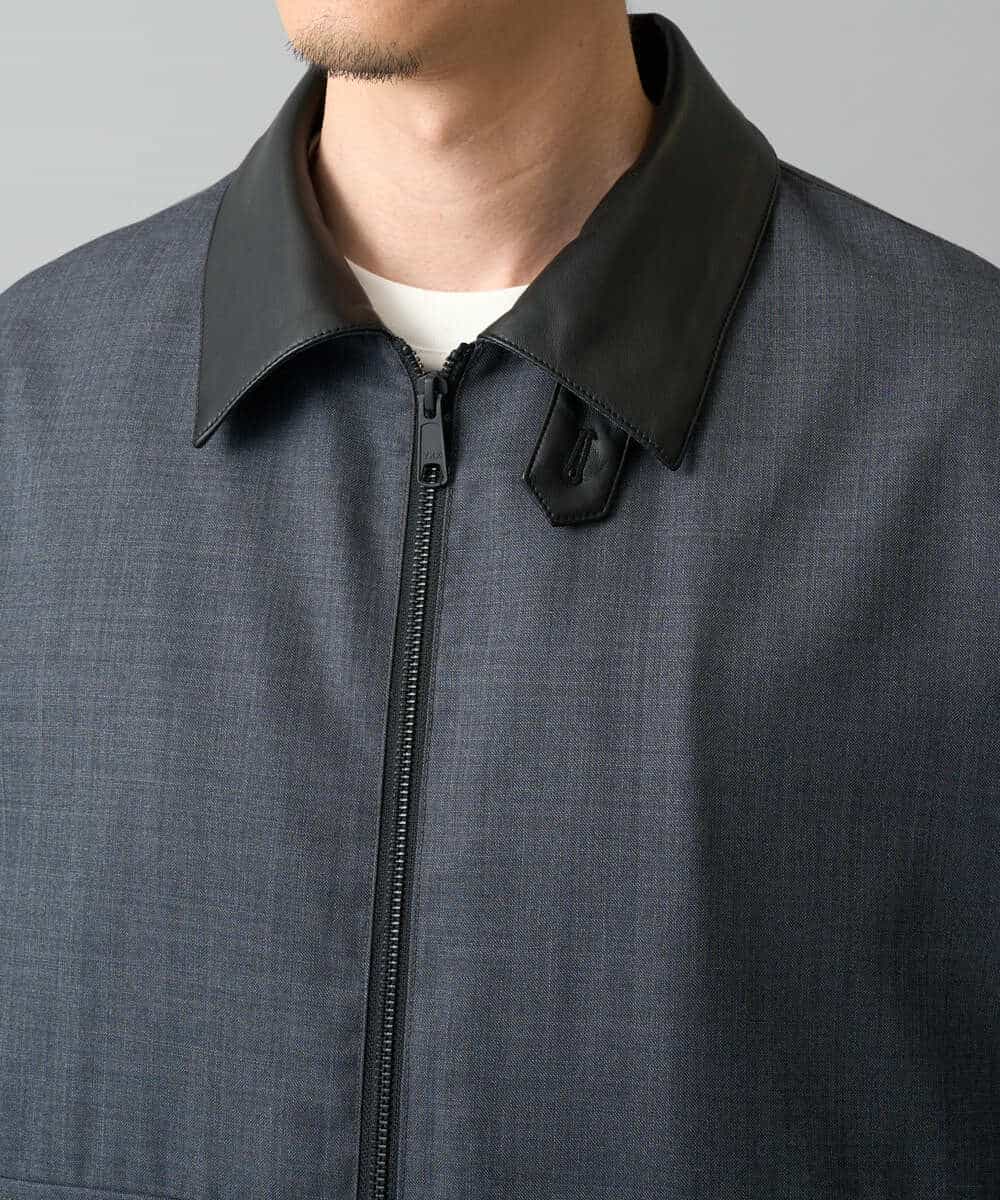 KHJED12129 a.v.v MEN(アー・ヴェ・ヴェ) 【イージーケア/洗濯機で洗える/毛玉になりにくい】ワイドシルエットショートブルゾン ネイビー