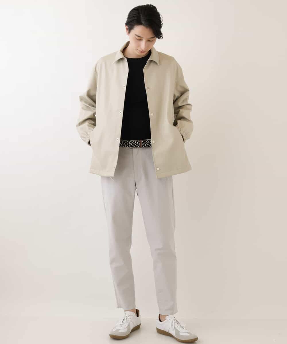KHJEP19109 a.v.v MEN(アー・ヴェ・ヴェ) 【洗濯機で洗える】フェイクレザーコーチジャケット ベージュ