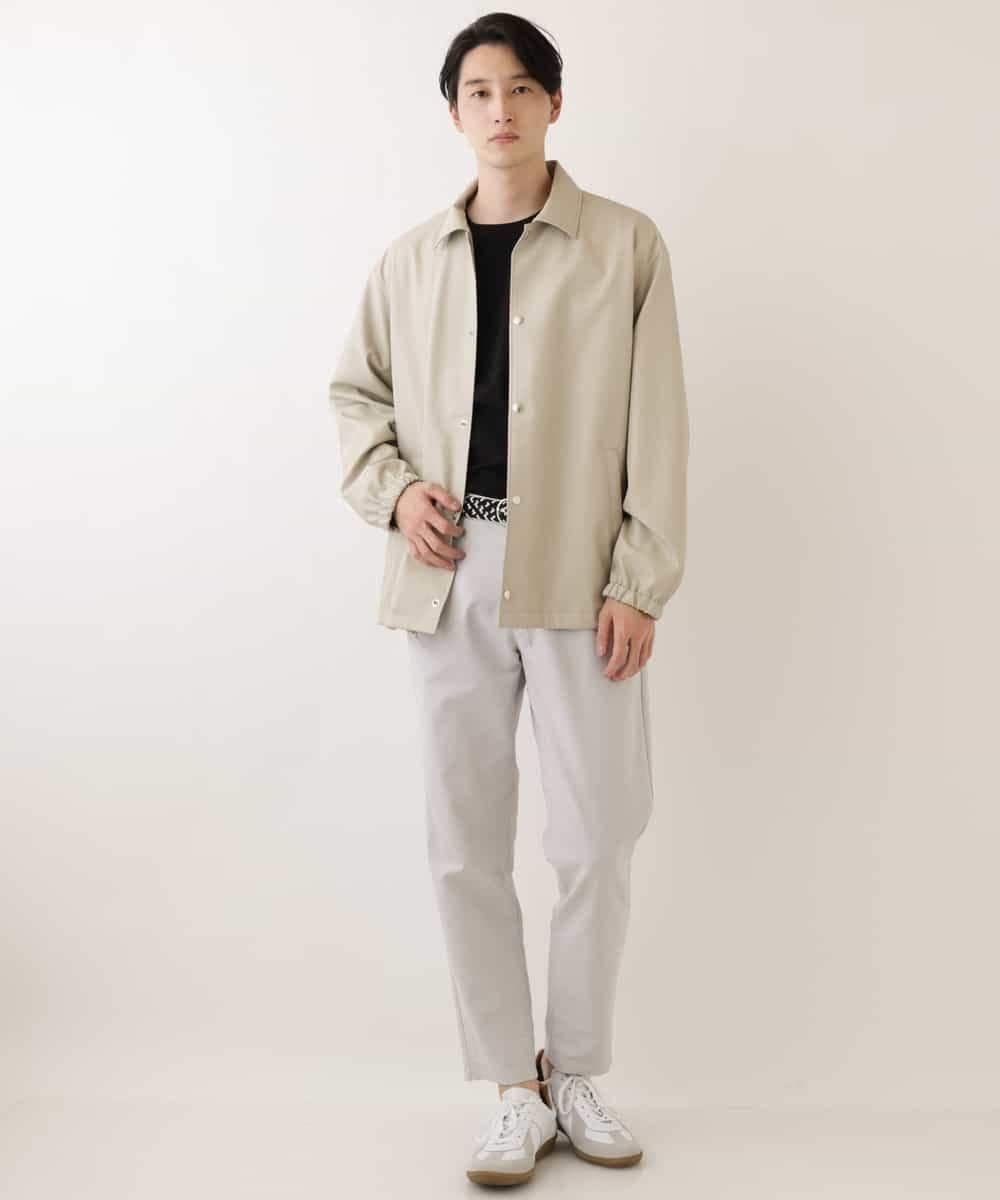 KHJEP19109 a.v.v MEN(アー・ヴェ・ヴェ) 【洗濯機で洗える】フェイクレザーコーチジャケット ベージュ