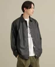 KHJEP19109 a.v.v MEN(アー・ヴェ・ヴェ) 【洗濯機で洗える】フェイクレザーコーチジャケット ベージュ