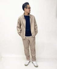 KHJES03089 a.v.v MEN(アー・ヴェ・ヴェ) スタンドカラーワイドシルエットブルゾン ネイビー