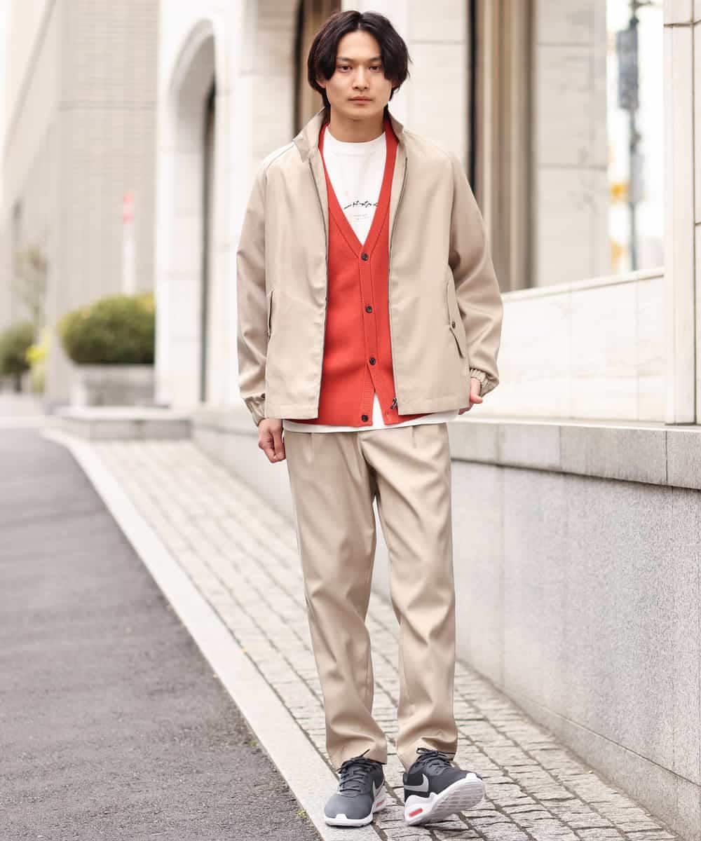 KHJES03089 a.v.v MEN(アー・ヴェ・ヴェ) スタンドカラーワイドシルエットブルゾン ネイビー