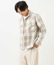 KHJES08069 a.v.v MEN(アー・ヴェ・ヴェ) チェック柄CPOワイドジャケット ブルー