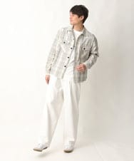 KHJEV08069 a.v.v MEN(アー・ヴェ・ヴェ) 【累計4千枚販売】チェック柄ＣＰＯワイドジャケット ベージュ