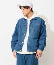 KHJEV10099 a.v.v MEN(アー・ヴェ・ヴェ) ワイドシルエットデニムジャケット(セットアップ可） ブルー