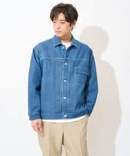 KHJEV10099 a.v.v MEN(アー・ヴェ・ヴェ) ワイドシルエットデニムジャケット(セットアップ可） ブルー