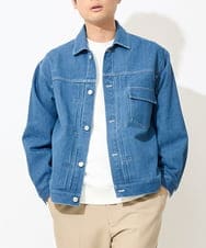 KHJEV10099 a.v.v MEN(アー・ヴェ・ヴェ) ワイドシルエットデニムジャケット(セットアップ可） ブルー
