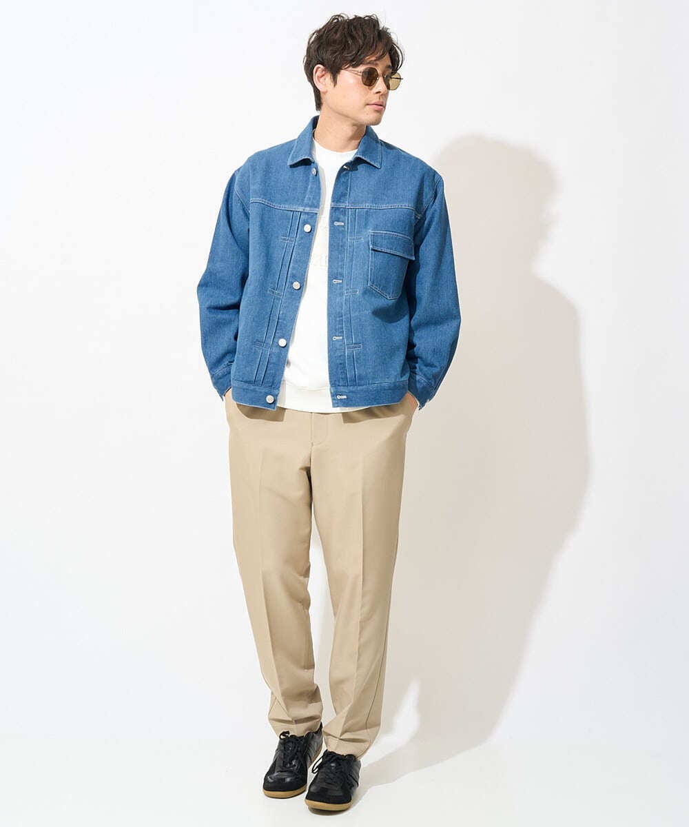 KHJEV10099 a.v.v MEN(アー・ヴェ・ヴェ) ワイドシルエットデニムジャケット(セットアップ可） ブルー