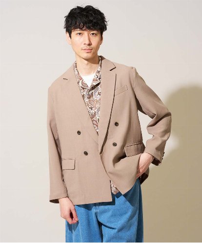 KHJFD13129 a.v.v MEN 【イージーケア/洗濯機で洗える/毛玉になりにくい/ストレッチ】メッシュストレッチダブルブレストジャケット