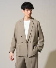 KHJFD13129 a.v.v MEN(アー・ヴェ・ヴェ) 【イージーケア/洗濯機で洗える/毛玉になりにくい/ストレッチ】メッシュストレッチダブルブレストジャケット ダークグレー