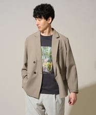 KHJFD13129 a.v.v MEN(アー・ヴェ・ヴェ) 【イージーケア/洗濯機で洗える/毛玉になりにくい/ストレッチ】メッシュストレッチダブルブレストジャケット ダークグレー