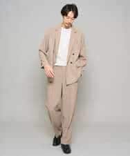 KHJFD13129 a.v.v MEN(アー・ヴェ・ヴェ) 【イージーケア/洗濯機で洗える/毛玉になりにくい/ストレッチ】メッシュストレッチダブルブレストジャケット ダークグレー