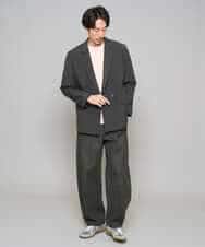 KHJFD13129 a.v.v MEN(アー・ヴェ・ヴェ) 【イージーケア/洗濯機で洗える/毛玉になりにくい/ストレッチ】メッシュストレッチダブルブレストジャケット ダークグレー