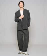 KHJFD13129 a.v.v MEN(アー・ヴェ・ヴェ) 【イージーケア/洗濯機で洗える/毛玉になりにくい/ストレッチ】メッシュストレッチダブルブレストジャケット ダークグレー