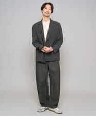 KHJFD13129 a.v.v MEN(アー・ヴェ・ヴェ) 【イージーケア/洗濯機で洗える/毛玉になりにくい/ストレッチ】メッシュストレッチダブルブレストジャケット ダークグレー