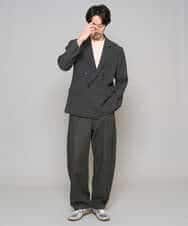 KHJFD13129 a.v.v MEN(アー・ヴェ・ヴェ) 【イージーケア/洗濯機で洗える/毛玉になりにくい/ストレッチ】メッシュストレッチダブルブレストジャケット ダークグレー