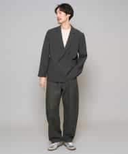 KHJFD13129 a.v.v MEN(アー・ヴェ・ヴェ) 【イージーケア/洗濯機で洗える/毛玉になりにくい/ストレッチ】メッシュストレッチダブルブレストジャケット ダークグレー