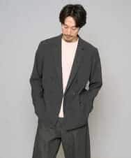 KHJFD13129 a.v.v MEN(アー・ヴェ・ヴェ) 【イージーケア/洗濯機で洗える/毛玉になりにくい/ストレッチ】メッシュストレッチダブルブレストジャケット ダークグレー