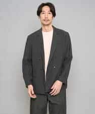 KHJFD13129 a.v.v MEN(アー・ヴェ・ヴェ) 【イージーケア/洗濯機で洗える/毛玉になりにくい/ストレッチ】メッシュストレッチダブルブレストジャケット ダークグレー