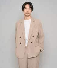 KHJFD13129 a.v.v MEN(アー・ヴェ・ヴェ) 【イージーケア/洗濯機で洗える/毛玉になりにくい/ストレッチ】メッシュストレッチダブルブレストジャケット ダークグレー