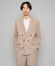 KHJFD13129 a.v.v MEN(アー・ヴェ・ヴェ) 【イージーケア/洗濯機で洗える/毛玉になりにくい/ストレッチ】メッシュストレッチダブルブレストジャケット ダークグレー