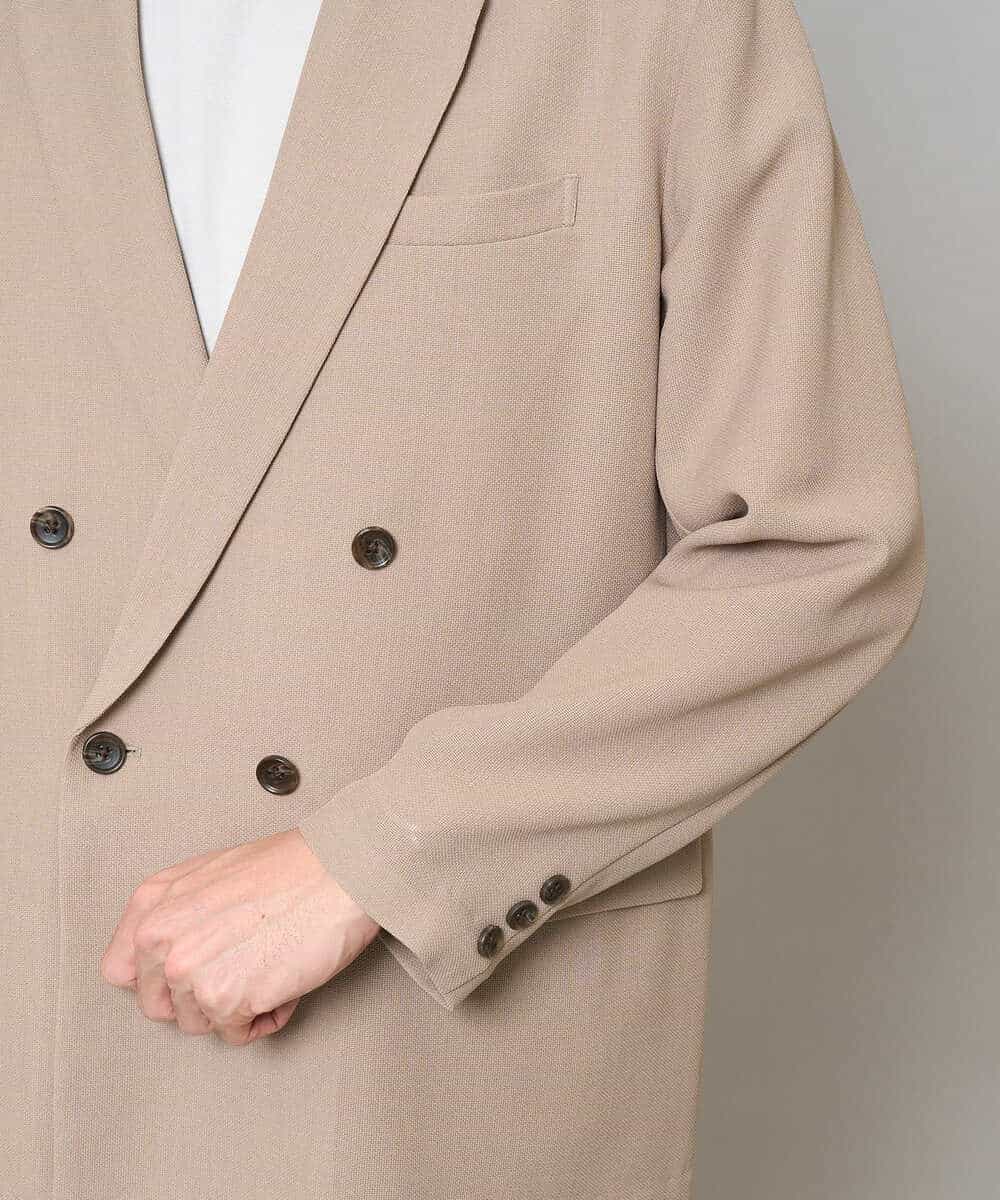 KHJFD13129 a.v.v MEN(アー・ヴェ・ヴェ) 【イージーケア/洗濯機で洗える/毛玉になりにくい/ストレッチ】メッシュストレッチダブルブレストジャケット ダークグレー