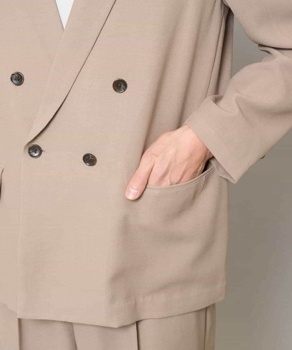 KHJFD13129 a.v.v MEN(アー・ヴェ・ヴェ) 【イージーケア/洗濯機で洗える/毛玉になりにくい/ストレッチ】メッシュストレッチダブルブレストジャケット ダークグレー