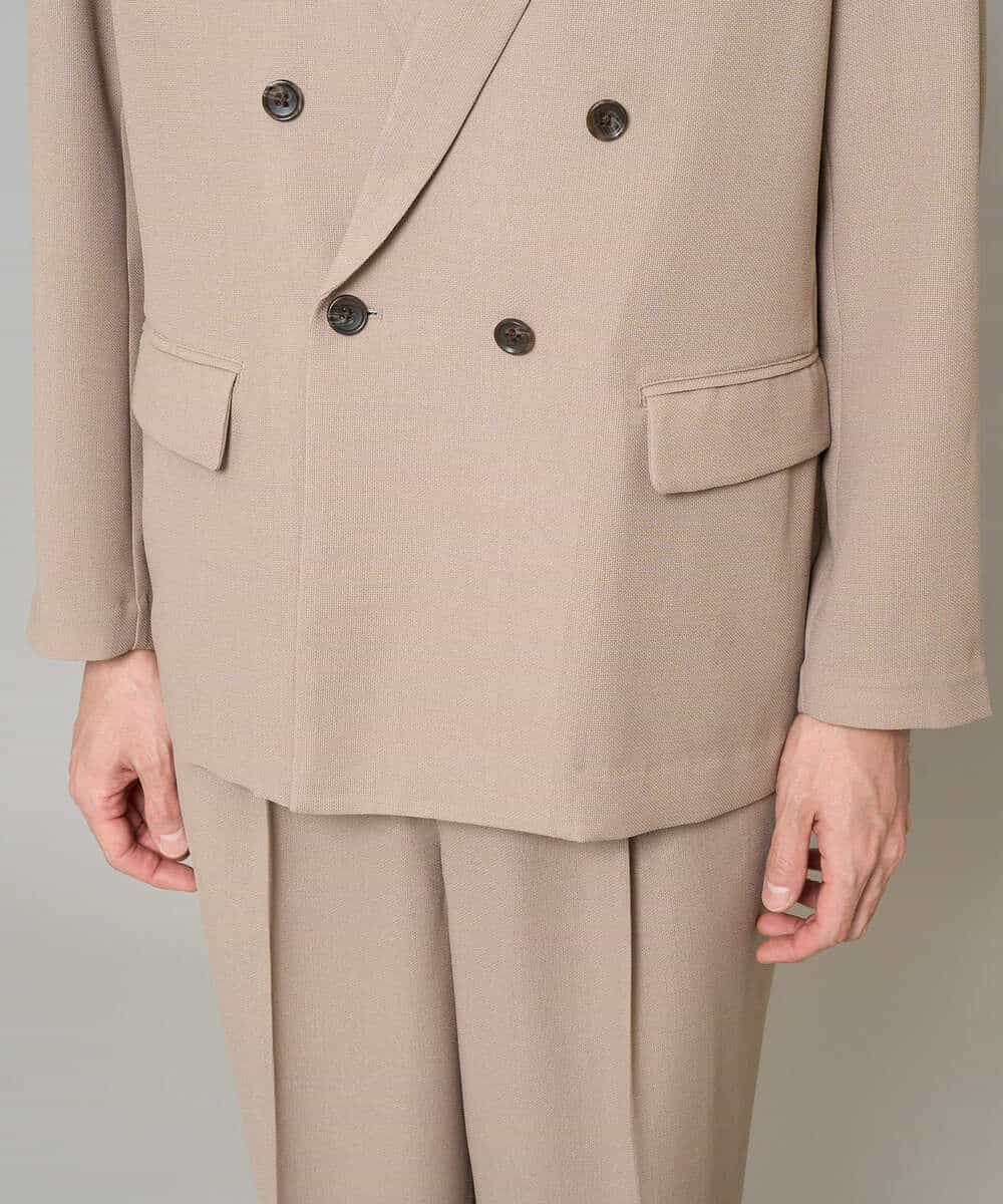 KHJFD13129 a.v.v MEN(アー・ヴェ・ヴェ) 【イージーケア/洗濯機で洗える/毛玉になりにくい/ストレッチ】メッシュストレッチダブルブレストジャケット ダークグレー