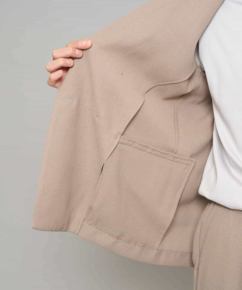 KHJFD13129 a.v.v MEN(アー・ヴェ・ヴェ) 【イージーケア/洗濯機で洗える/毛玉になりにくい/ストレッチ】メッシュストレッチダブルブレストジャケット ダークグレー