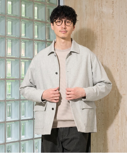 KHJFD14109 a.v.v MEN ＼上品さとラフさを両立する／メランジストレッチカバーオール【イージーケア/洗濯機で洗える/速乾/毛玉になりにくい/ストレッチ】
