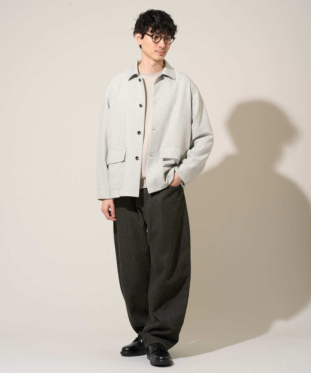 KHJFD14109 a.v.v MEN(アー・ヴェ・ヴェ) 【イージーケア/洗濯機で洗える/速乾/毛玉になりにくい/ストレッチ】メランジストレッチカバーオール ライトグレー