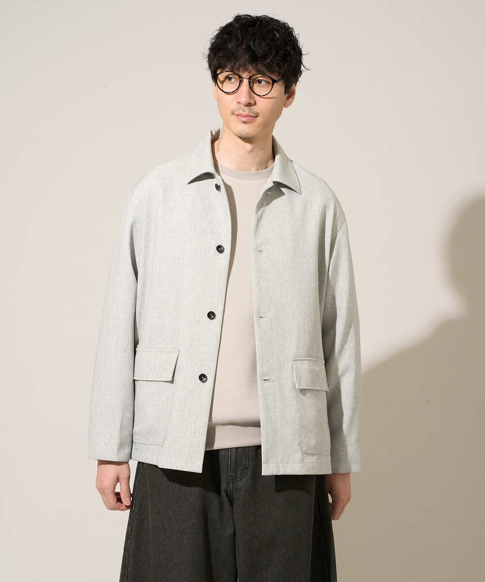 KHJFD14109 a.v.v MEN(アー・ヴェ・ヴェ) 【イージーケア/洗濯機で洗える/速乾/毛玉になりにくい/ストレッチ】メランジストレッチカバーオール ライトグレー