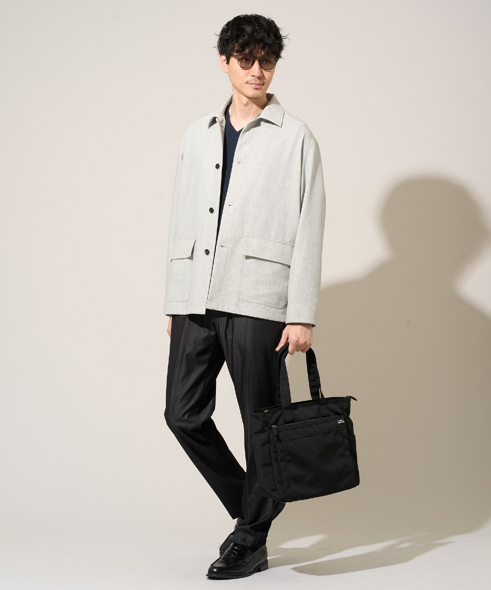 KHJFD14109 a.v.v MEN(アー・ヴェ・ヴェ) 【イージーケア/洗濯機で洗える/速乾/毛玉になりにくい/ストレッチ】メランジストレッチカバーオール ライトグレー