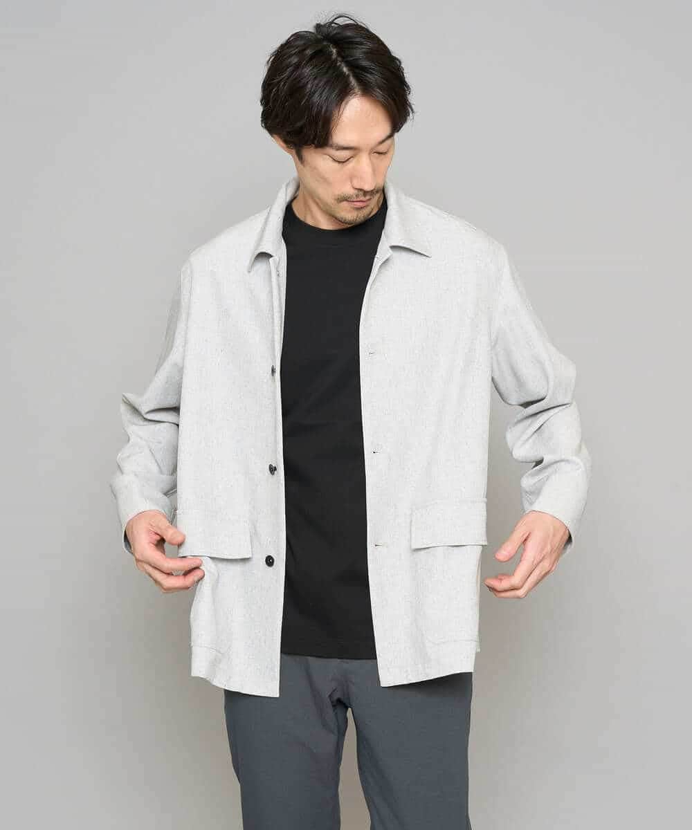 KHJFD14109 a.v.v MEN(アー・ヴェ・ヴェ) 【イージーケア/洗濯機で洗える/速乾/毛玉になりにくい/ストレッチ】メランジストレッチカバーオール ライトグレー