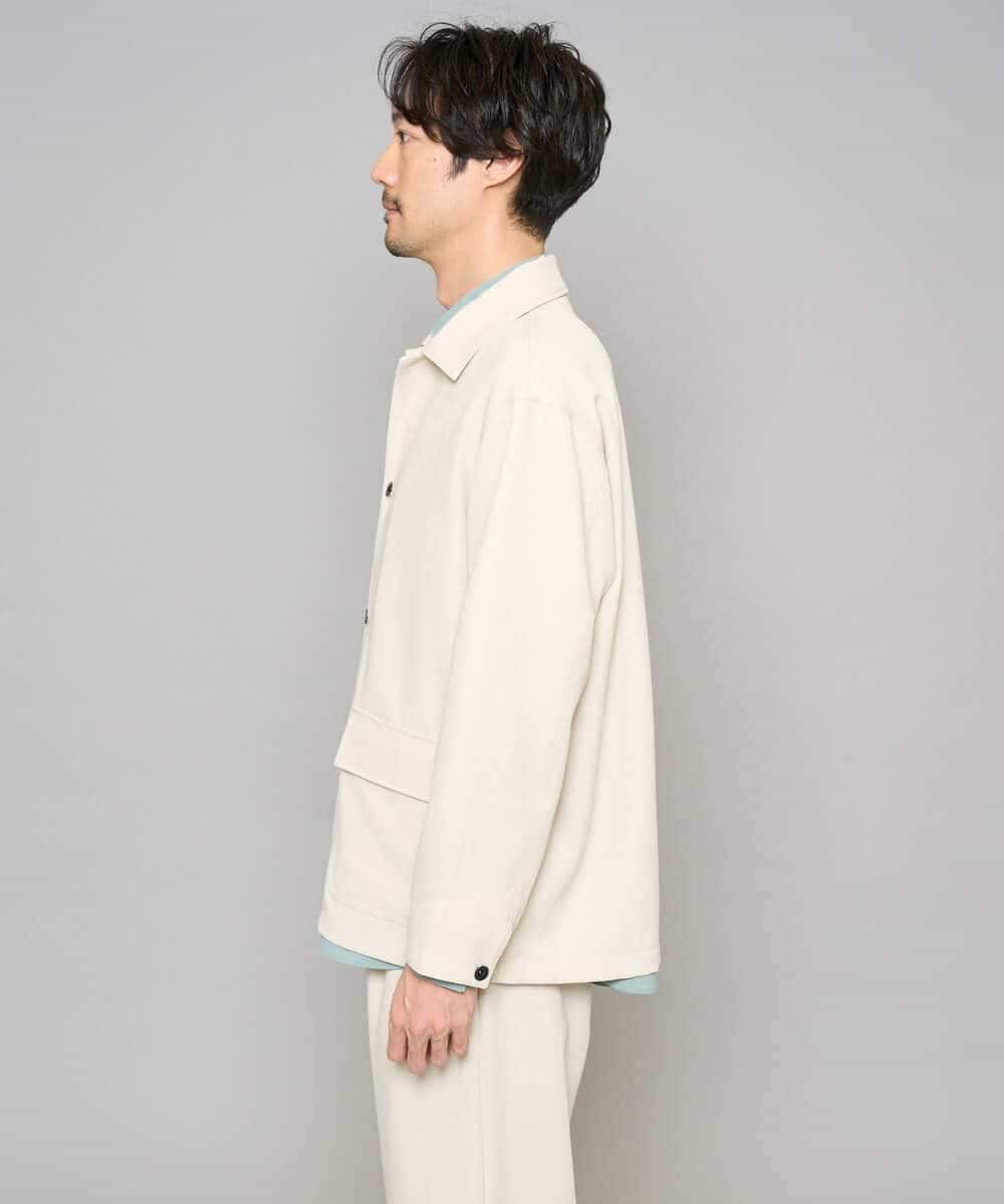 KHJFD14109 a.v.v MEN(アー・ヴェ・ヴェ) 【イージーケア/洗濯機で洗える/速乾/毛玉になりにくい/ストレッチ】メランジストレッチカバーオール ライトグレー