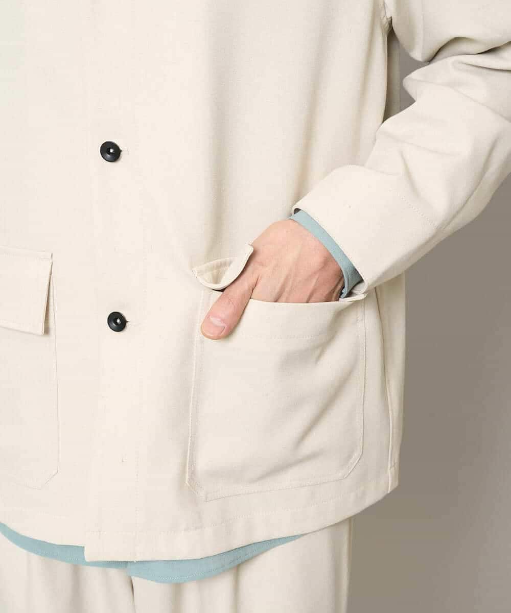 KHJFD14109 a.v.v MEN(アー・ヴェ・ヴェ) 【イージーケア/洗濯機で洗える/速乾/毛玉になりにくい/ストレッチ】メランジストレッチカバーオール ライトグレー