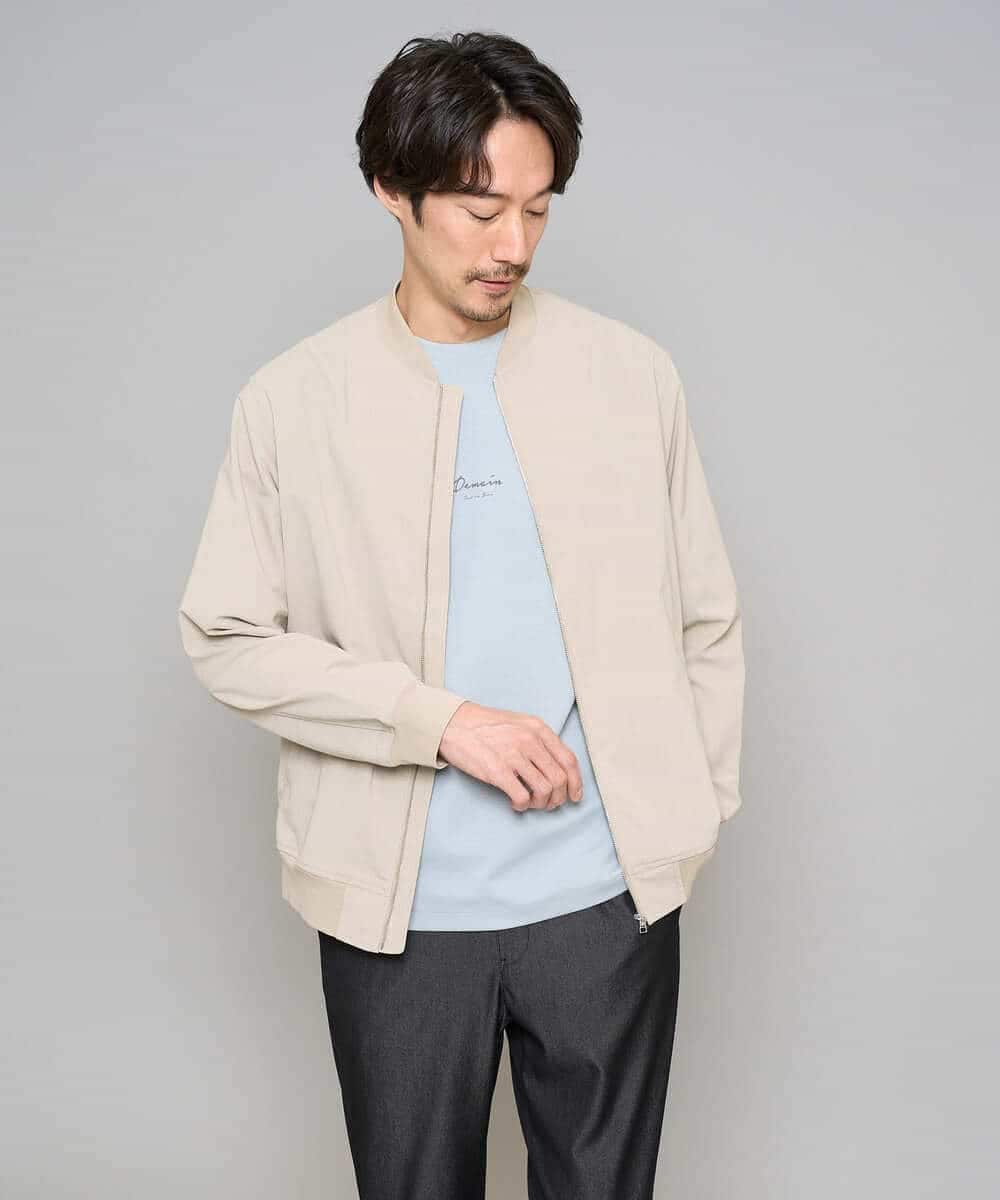 KHJFD17099 a.v.v MEN(アー・ヴェ・ヴェ) 【イージーケア/洗濯機で洗える/毛玉になりにくい/ストレッチ】リライトリブブルゾン ベージュ